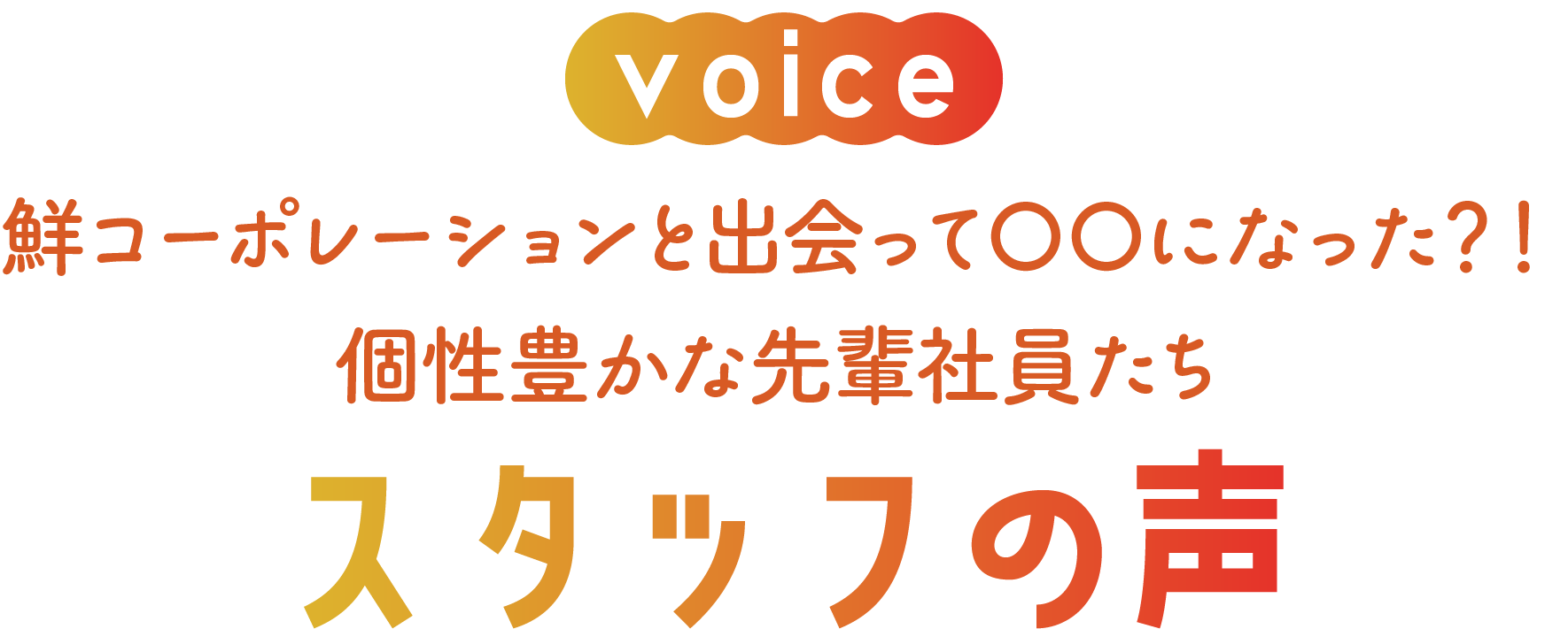 鮮コーポレーションと出会って〇〇になった？！個性豊かな先輩社員たちスタッフの声
