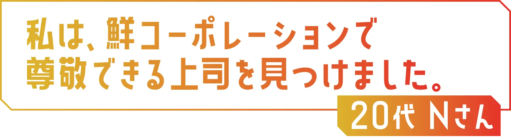 私は、鮮コーポレーションで尊敬できる上司を見つけました。20代 Nさん